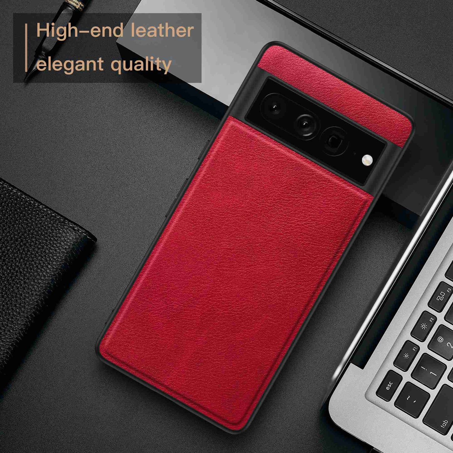 For Google Pixel 7 Pro Back Protective Case, Scratch Resistant Retro PU Leather Coated TPU+PC Phone Cover