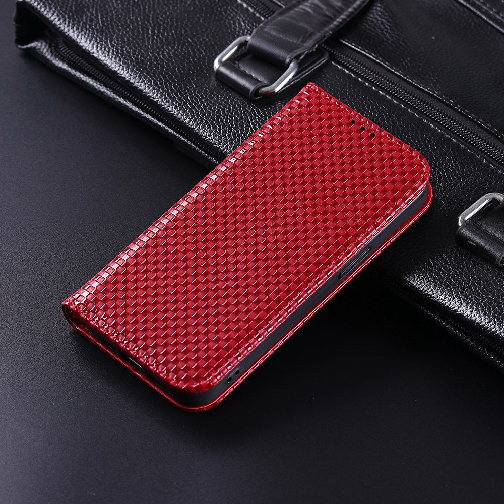 Grid Texture Phone Case for Asus ROG Phone II ZS660KL, PU Leather Magnetic Auto-absorbed Wallet Stand Full Protection Cover