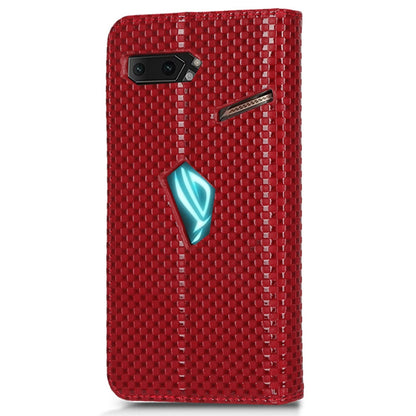 Grid Texture Phone Case for Asus ROG Phone II ZS660KL, PU Leather Magnetic Auto-absorbed Wallet Stand Full Protection Cover