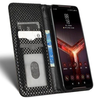 Grid Texture Phone Case for Asus ROG Phone II ZS660KL, PU Leather Magnetic Auto-absorbed Wallet Stand Full Protection Cover