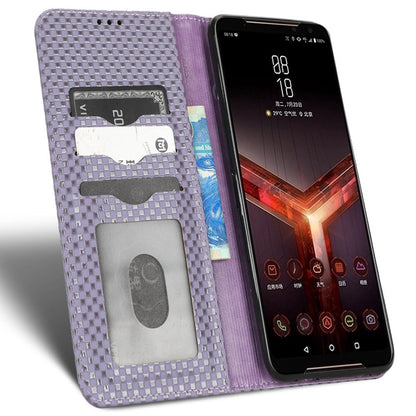 Grid Texture Phone Case for Asus ROG Phone II ZS660KL, PU Leather Magnetic Auto-absorbed Wallet Stand Full Protection Cover