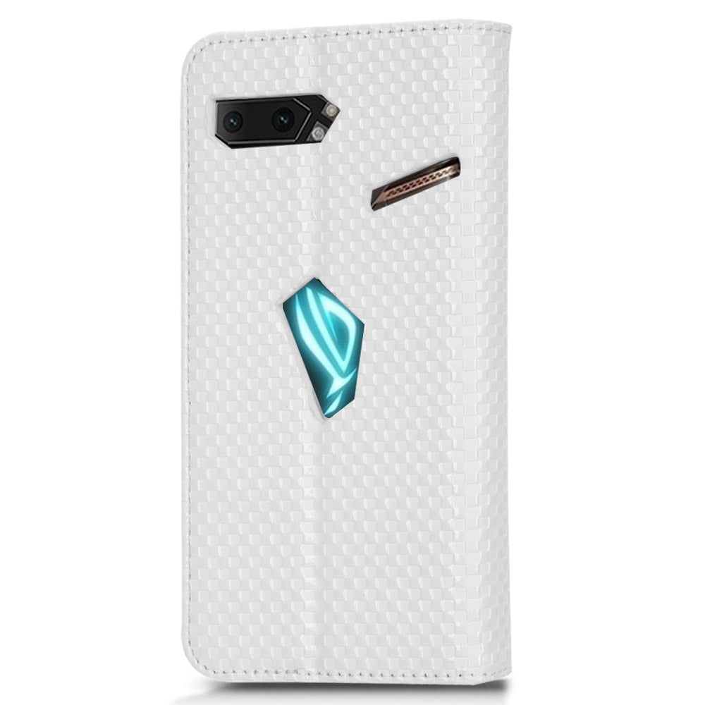 Grid Texture Phone Case for Asus ROG Phone II ZS660KL, PU Leather Magnetic Auto-absorbed Wallet Stand Full Protection Cover