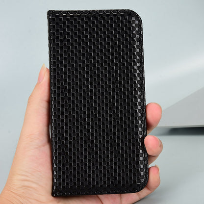 PU Leather Phone Wallet Case For Asus ROG Phone 5, Grid Texture Magnetic Auto-absorbed Phone Cover Full Protection Phone Shell