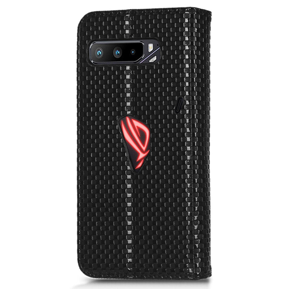 For Asus ROG Phone 3 Strix / ROG Phone 3 ZS661KS Grid Texture PU Leather Magnetic Auto-absorbed Phone Case with Wallet Stand