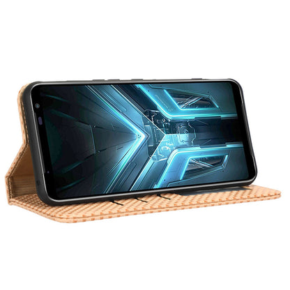 For Asus ROG Phone 3 Strix / ROG Phone 3 ZS661KS Grid Texture PU Leather Magnetic Auto-absorbed Phone Case with Wallet Stand