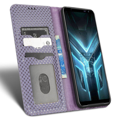 For Asus ROG Phone 3 Strix / ROG Phone 3 ZS661KS Grid Texture PU Leather Magnetic Auto-absorbed Phone Case with Wallet Stand