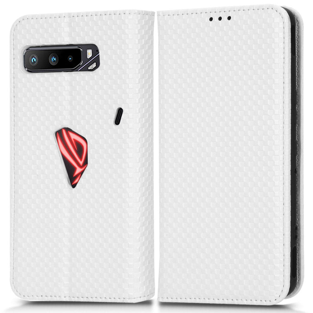 For Asus ROG Phone 3 Strix / ROG Phone 3 ZS661KS Grid Texture PU Leather Magnetic Auto-absorbed Phone Case with Wallet Stand