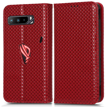 For Asus ROG Phone 3 Strix / ROG Phone 3 ZS661KS Grid Texture PU Leather Magnetic Auto-absorbed Phone Case with Wallet Stand