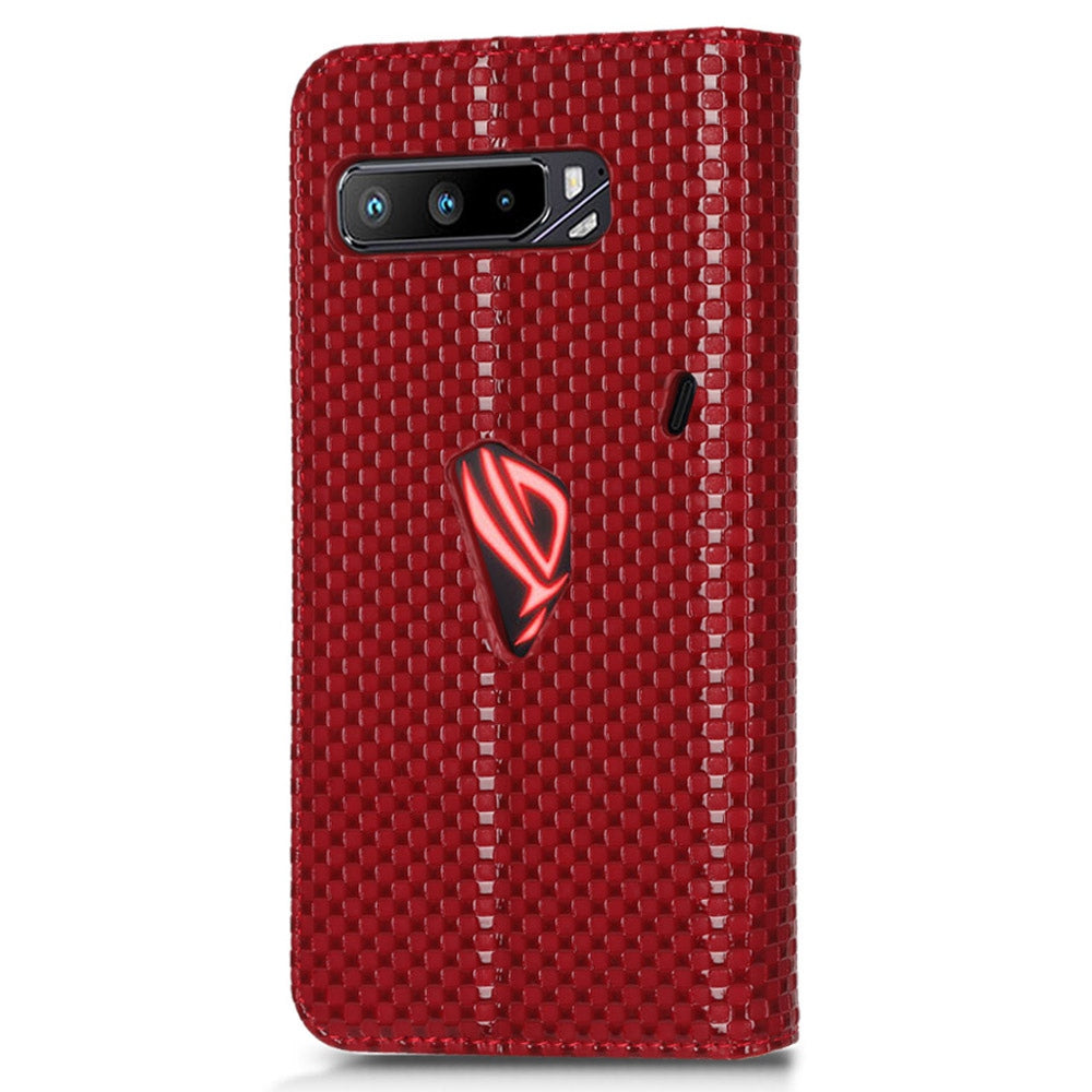 For Asus ROG Phone 3 Strix / ROG Phone 3 ZS661KS Grid Texture PU Leather Magnetic Auto-absorbed Phone Case with Wallet Stand