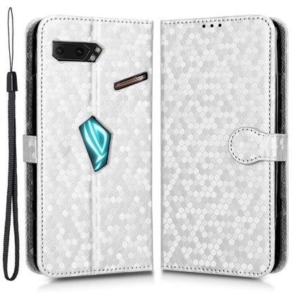 For Asus ROG Phone II ZS660KL PU Leather Flip Phone Cover Dot Pattern Imprinted Wallet Horizontal Stand Magnetic Phone Case with Strap