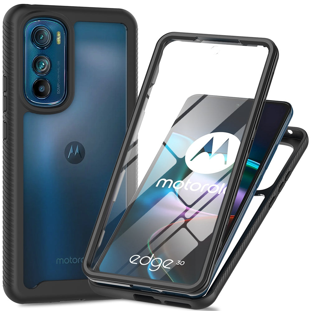 For Motorola Edge 30 5G Hard PC + Soft TPU Case PET Screen Protector Drop-proof Phone Cover