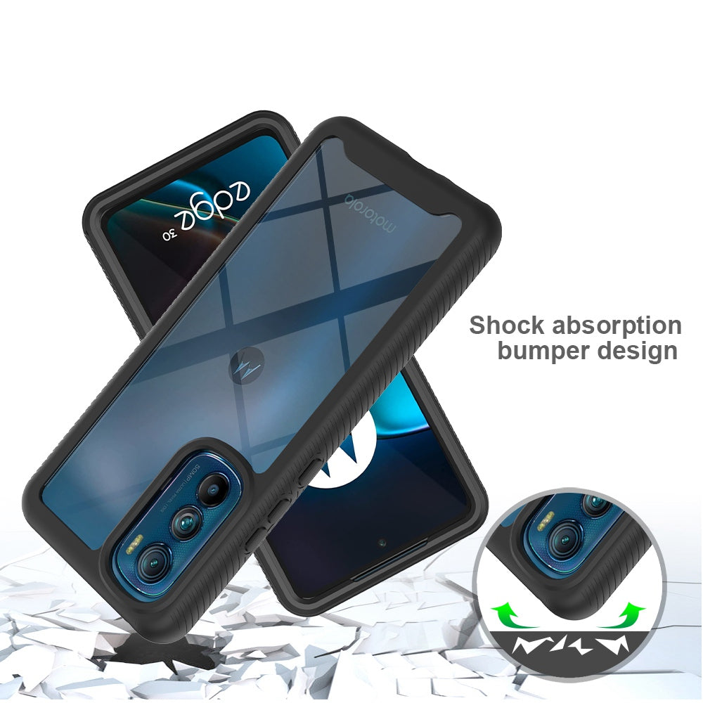 For Motorola Edge 30 5G Hard PC + Soft TPU Case PET Screen Protector Drop-proof Phone Cover