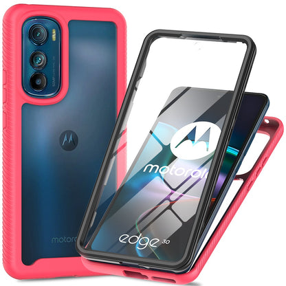 For Motorola Edge 30 5G Hard PC + Soft TPU Case PET Screen Protector Drop-proof Phone Cover