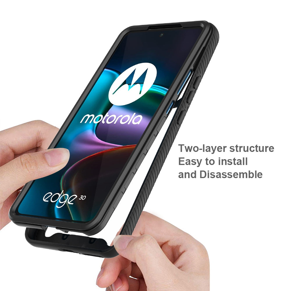 For Motorola Edge 30 5G Hard PC + Soft TPU Case PET Screen Protector Drop-proof Phone Cover