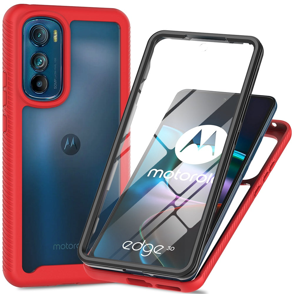 For Motorola Edge 30 5G Hard PC + Soft TPU Case PET Screen Protector Drop-proof Phone Cover