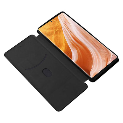 For ZTE Axon 40 Pro 5G Carbon Fiber Texture Smartphone Case PU Leather Magnetic Auto-absorbed Stand Card Holder Well-protected Phone Shell