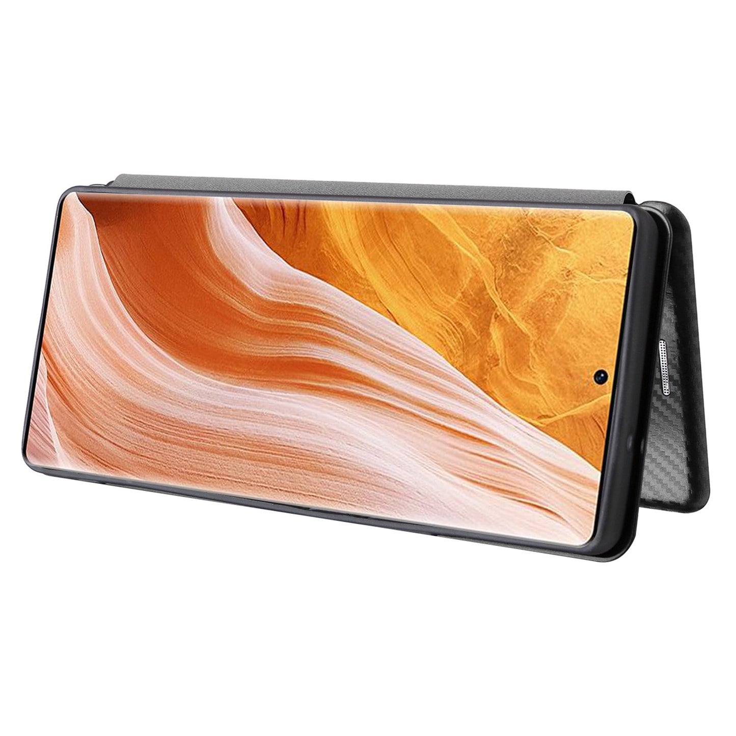 For ZTE Axon 40 Pro 5G Carbon Fiber Texture Smartphone Case PU Leather Magnetic Auto-absorbed Stand Card Holder Well-protected Phone Shell