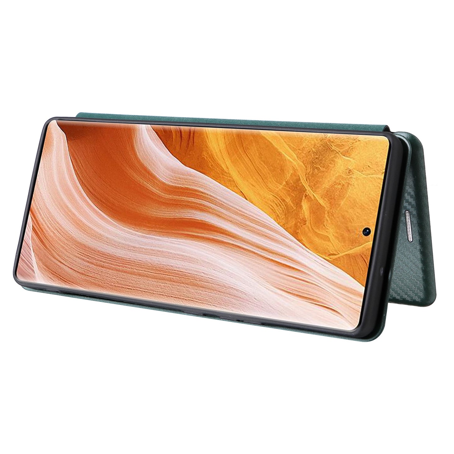 For ZTE Axon 40 Pro 5G Carbon Fiber Texture Smartphone Case PU Leather Magnetic Auto-absorbed Stand Card Holder Well-protected Phone Shell