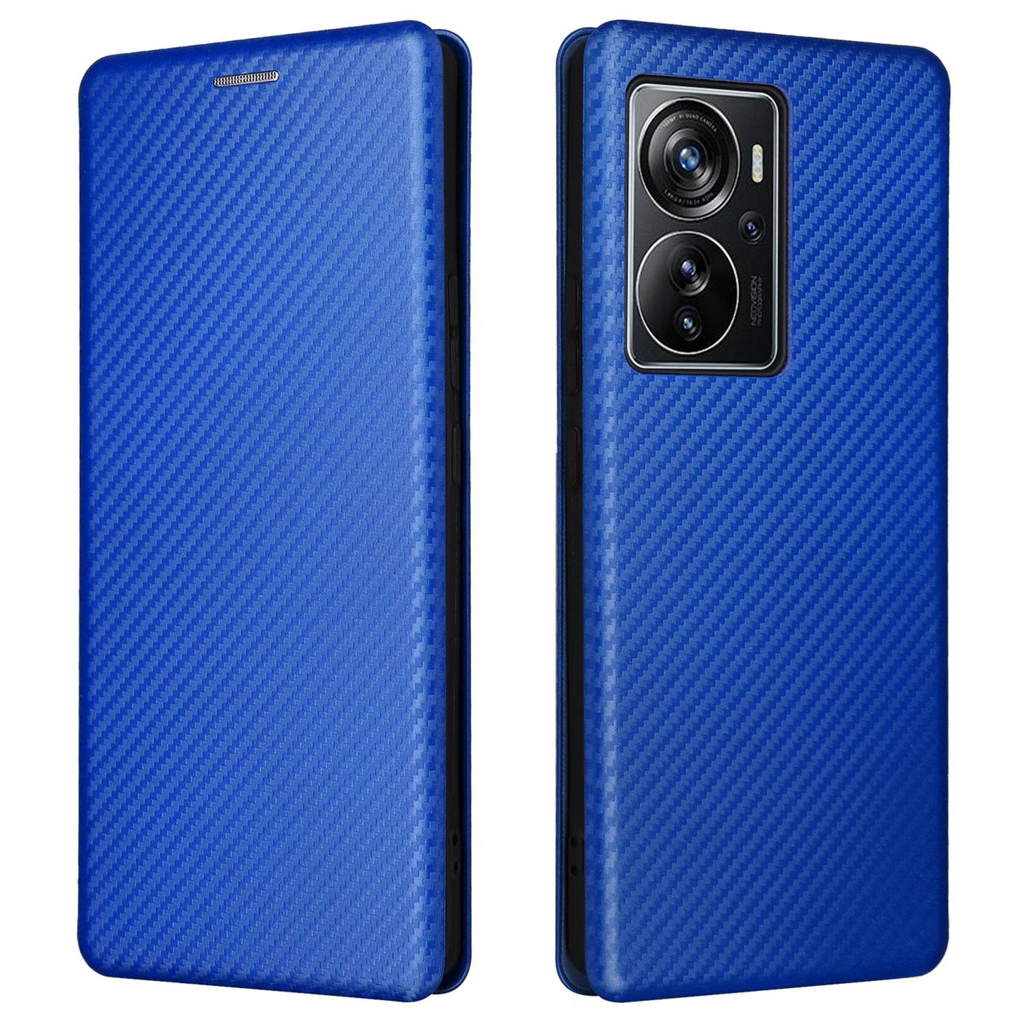 For ZTE Axon 40 Pro 5G Carbon Fiber Texture Smartphone Case PU Leather Magnetic Auto-absorbed Stand Card Holder Well-protected Phone Shell