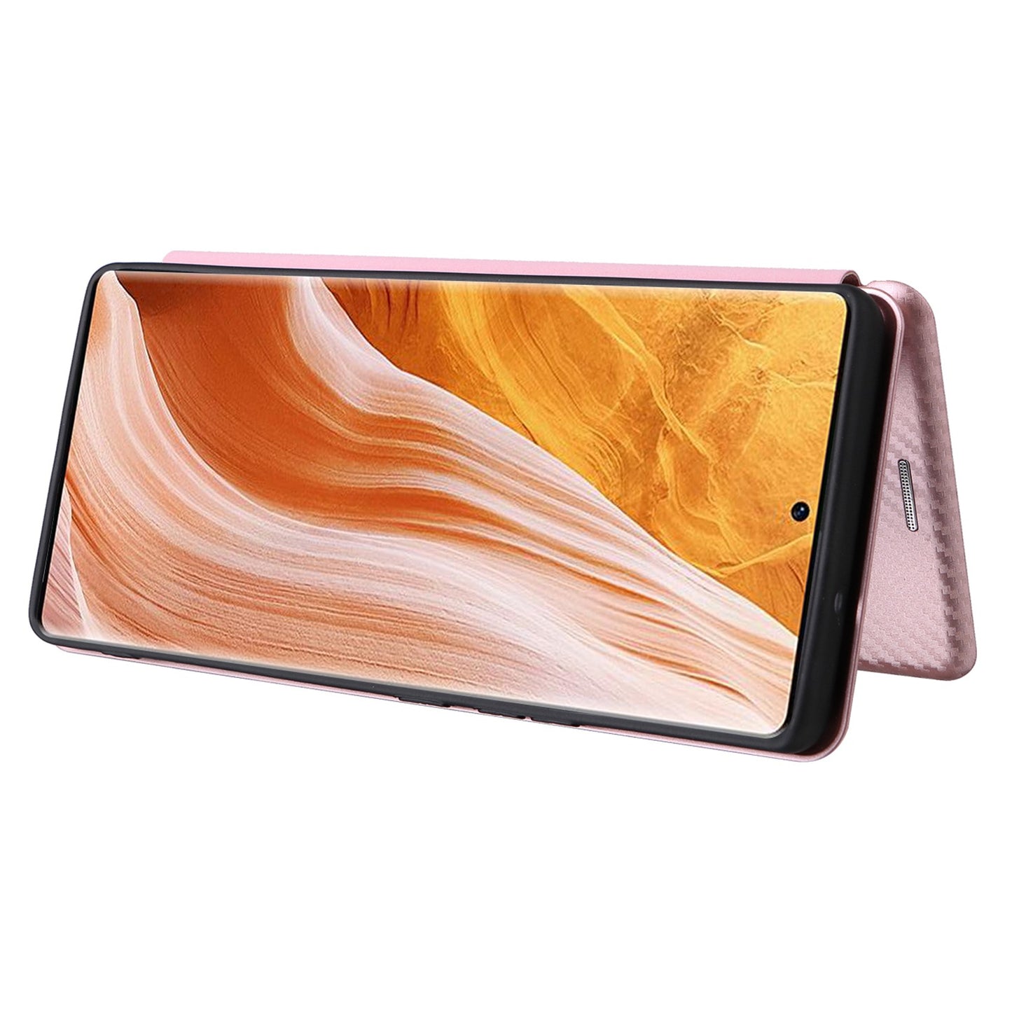 For ZTE Axon 40 Pro 5G Carbon Fiber Texture Smartphone Case PU Leather Magnetic Auto-absorbed Stand Card Holder Well-protected Phone Shell