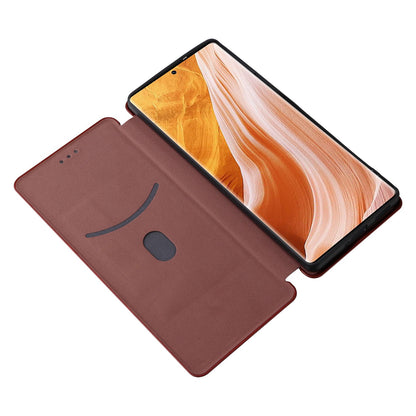 For ZTE Axon 40 Pro 5G Carbon Fiber Texture Smartphone Case PU Leather Magnetic Auto-absorbed Stand Card Holder Well-protected Phone Shell