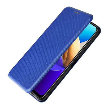 For vivo Y22s 4G / Y35 4G (2022) Magnetic Auto-absorbed Carbon Fiber Texture PU Leather Phone Case Card Slot Design Drop-proof Stand Cover