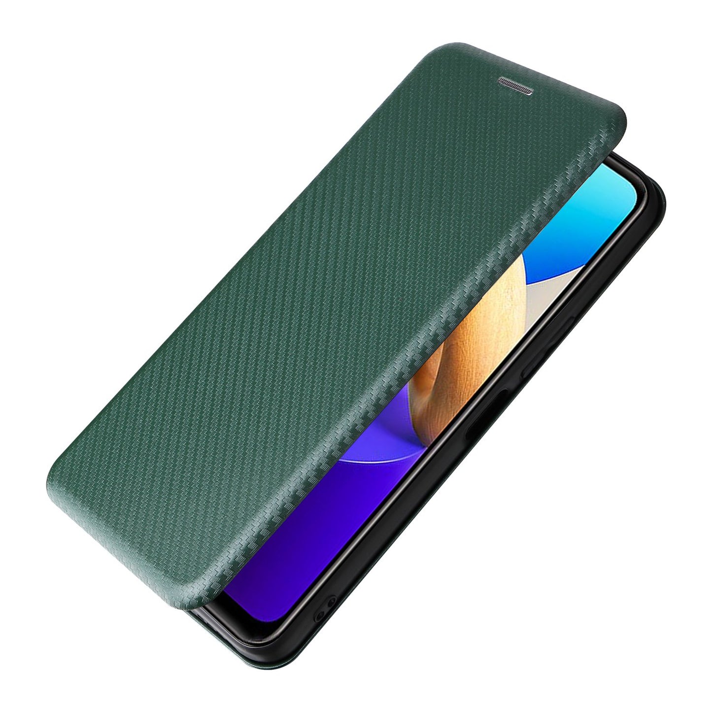 For vivo Y22s 4G / Y35 4G (2022) Magnetic Auto-absorbed Carbon Fiber Texture PU Leather Phone Case Card Slot Design Drop-proof Stand Cover