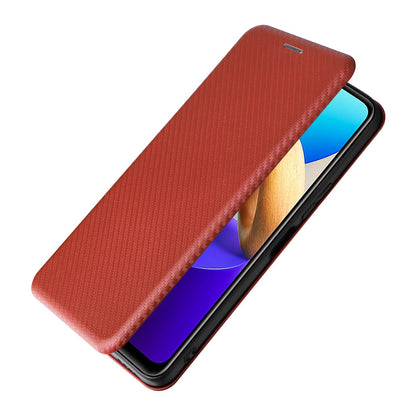 For vivo Y22s 4G / Y35 4G (2022) Magnetic Auto-absorbed Carbon Fiber Texture PU Leather Phone Case Card Slot Design Drop-proof Stand Cover