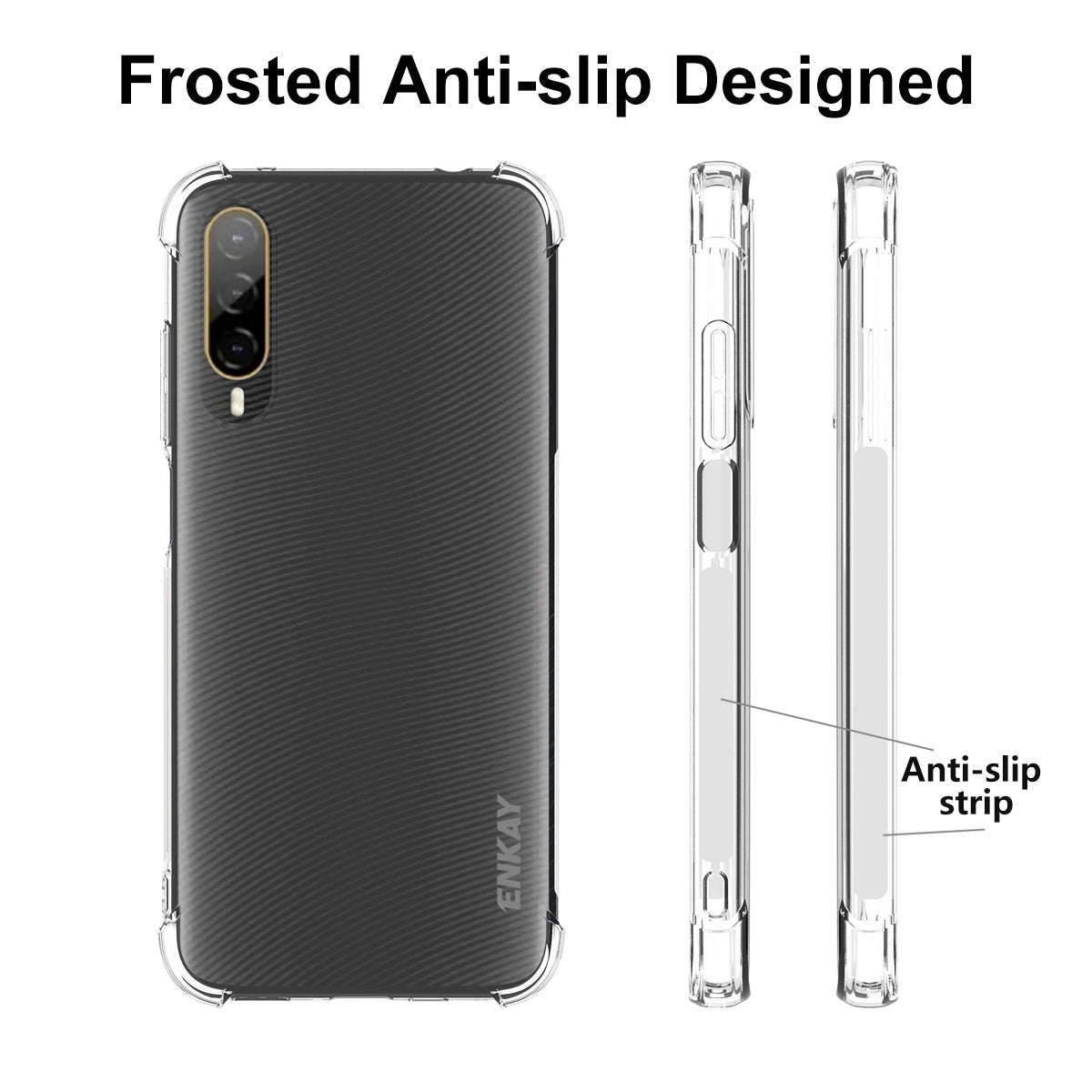 ENKAY HAT PRINCE For HTC Desire 22 Pro 5G Air Buffer Clear TPU Phone Case Anti-slip Strip Edge Shockproof Cover