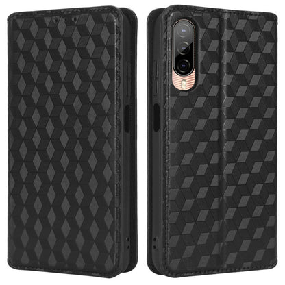 Shockproof Phone Case For HTC Desire 22 Pro 5G, Magnetic Auto Closing Stand Imprinted Rhombus Pattern Anti-drop Wallet Cover PU Leather Phone Shell