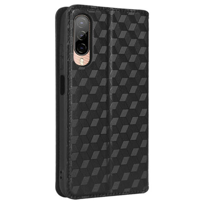 Shockproof Phone Case For HTC Desire 22 Pro 5G, Magnetic Auto Closing Stand Imprinted Rhombus Pattern Anti-drop Wallet Cover PU Leather Phone Shell