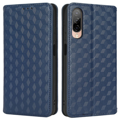 Shockproof Phone Case For HTC Desire 22 Pro 5G, Magnetic Auto Closing Stand Imprinted Rhombus Pattern Anti-drop Wallet Cover PU Leather Phone Shell