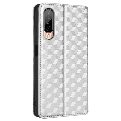 Shockproof Phone Case For HTC Desire 22 Pro 5G, Magnetic Auto Closing Stand Imprinted Rhombus Pattern Anti-drop Wallet Cover PU Leather Phone Shell