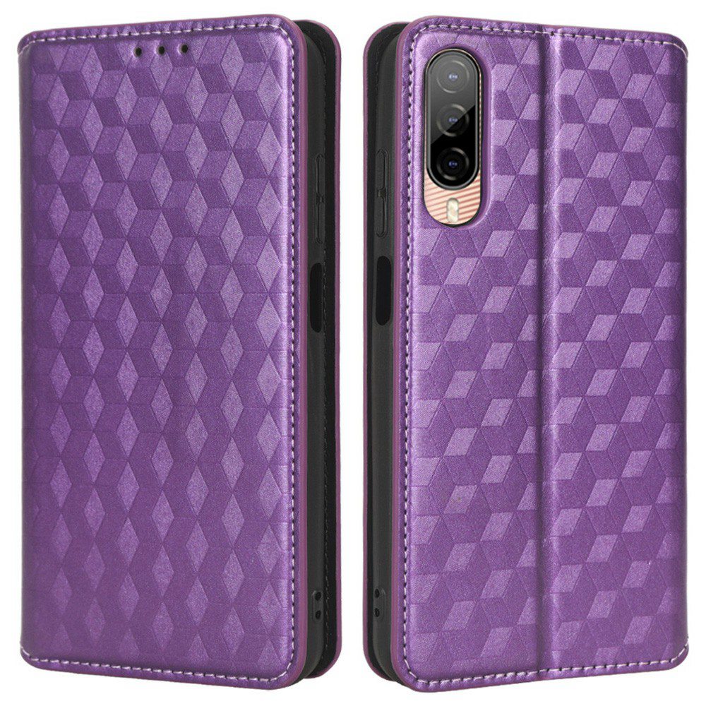 Shockproof Phone Case For HTC Desire 22 Pro 5G, Magnetic Auto Closing Stand Imprinted Rhombus Pattern Anti-drop Wallet Cover PU Leather Phone Shell