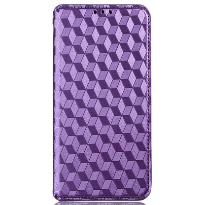 Shockproof Phone Case For HTC Desire 22 Pro 5G, Magnetic Auto Closing Stand Imprinted Rhombus Pattern Anti-drop Wallet Cover PU Leather Phone Shell