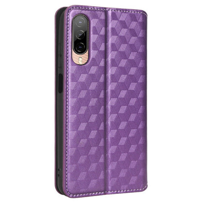 Shockproof Phone Case For HTC Desire 22 Pro 5G, Magnetic Auto Closing Stand Imprinted Rhombus Pattern Anti-drop Wallet Cover PU Leather Phone Shell