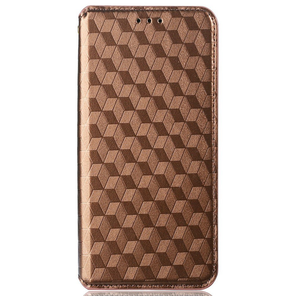 Shockproof Phone Case For HTC Desire 22 Pro 5G, Magnetic Auto Closing Stand Imprinted Rhombus Pattern Anti-drop Wallet Cover PU Leather Phone Shell