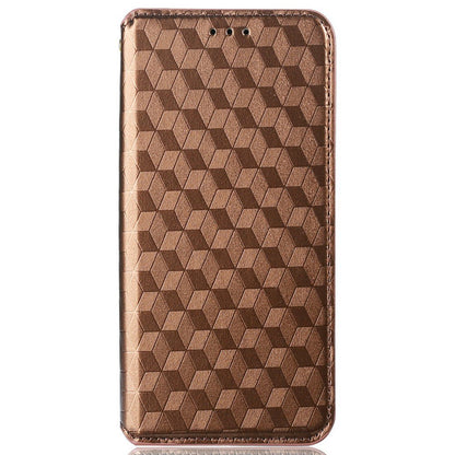 Shockproof Phone Case For HTC Desire 22 Pro 5G, Magnetic Auto Closing Stand Imprinted Rhombus Pattern Anti-drop Wallet Cover PU Leather Phone Shell