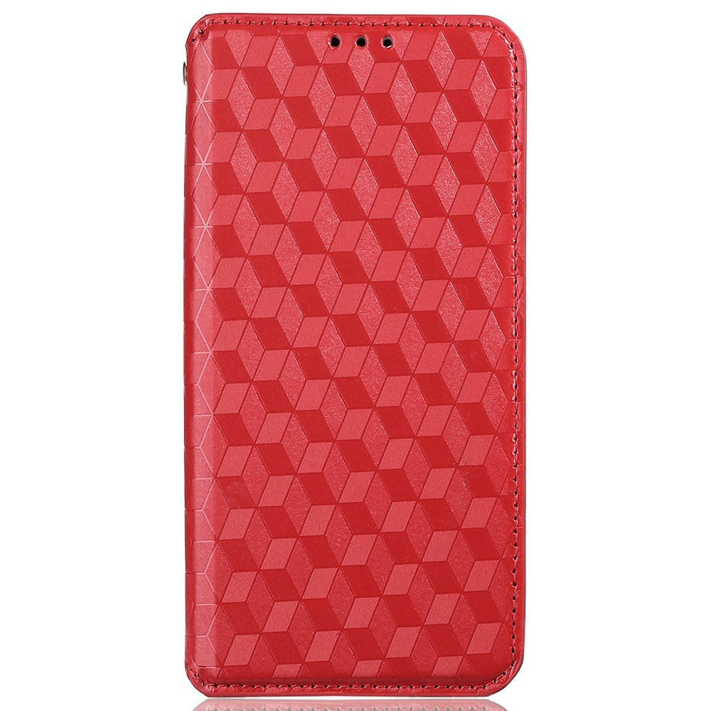 Shockproof Phone Case For HTC Desire 22 Pro 5G, Magnetic Auto Closing Stand Imprinted Rhombus Pattern Anti-drop Wallet Cover PU Leather Phone Shell