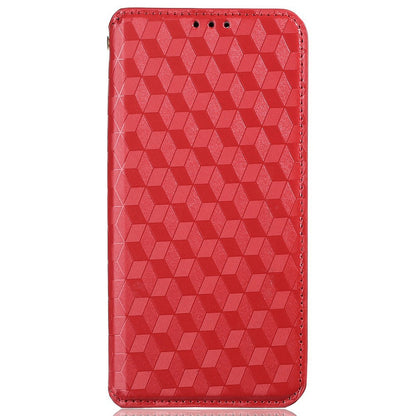 Shockproof Phone Case For HTC Desire 22 Pro 5G, Magnetic Auto Closing Stand Imprinted Rhombus Pattern Anti-drop Wallet Cover PU Leather Phone Shell