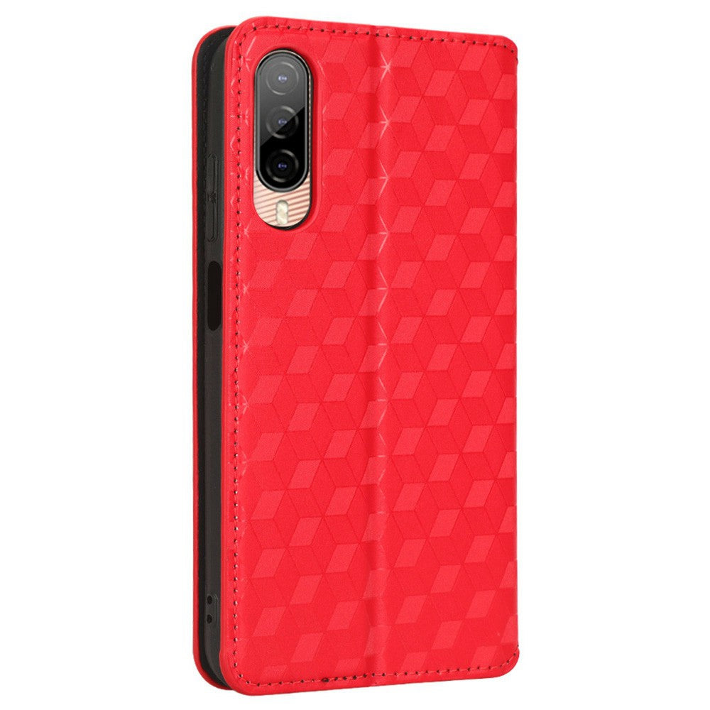 Shockproof Phone Case For HTC Desire 22 Pro 5G, Magnetic Auto Closing Stand Imprinted Rhombus Pattern Anti-drop Wallet Cover PU Leather Phone Shell