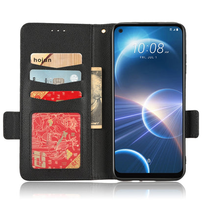 Cell Phone Case For HTC Desire 22 Pro 5G, Litchi Texture Stand Wallet Phone Cover PU Leather Dual Magnetic Clasp Shell