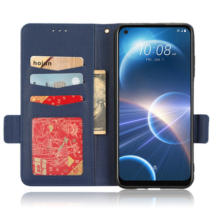 Cell Phone Case For HTC Desire 22 Pro 5G, Litchi Texture Stand Wallet Phone Cover PU Leather Dual Magnetic Clasp Shell