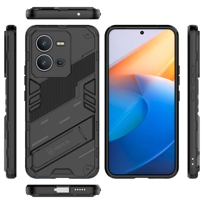 Hard PC + Soft TPU Anti-drop Case for vivo V25 5G, Kickstand Cell Phone Shockproof Cover