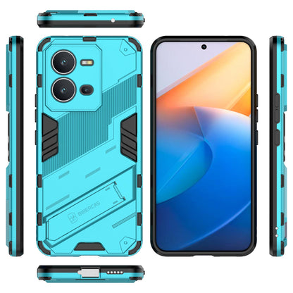 Hard PC + Soft TPU Anti-drop Case for vivo V25 5G, Kickstand Cell Phone Shockproof Cover