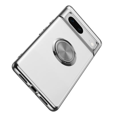 For Google Pixel 7 5G Electroplating TPU Phone Case Rotary Ring Holder Kickstand Transparent Back Cover