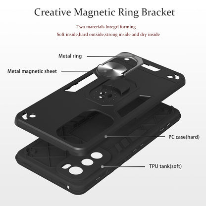 YB PC Series-1 for Motorola Edge 30 5G TPU + PC Drop-proof Phone Cover Rotary Ring Kickstand Back Case