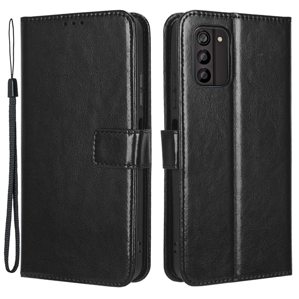 For Nokia G100 Crazy Horse Texture Wallet Phone Case PU Leather Stand Feature Magnetic Flip Cover with Strap