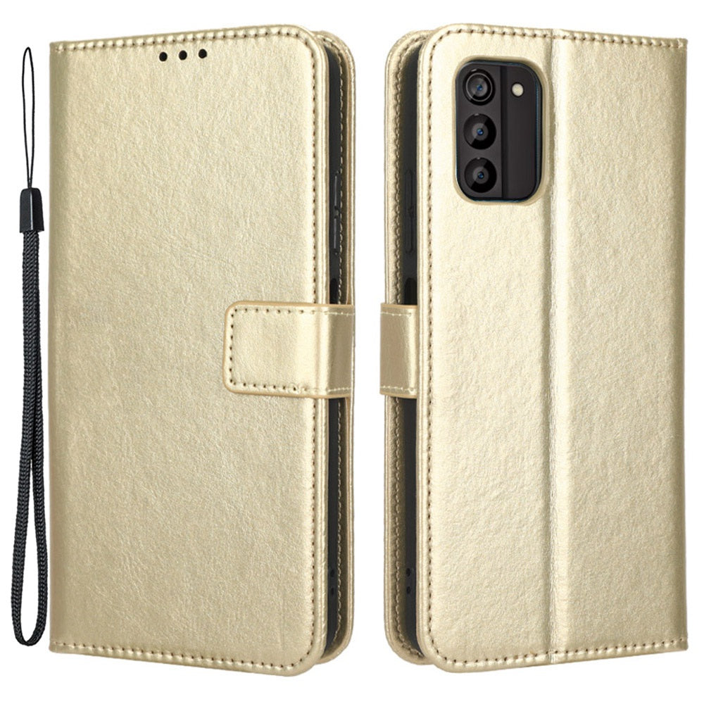 For Nokia G100 Crazy Horse Texture Wallet Phone Case PU Leather Stand Feature Magnetic Flip Cover with Strap