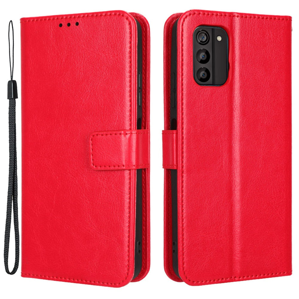 For Nokia G100 Crazy Horse Texture Wallet Phone Case PU Leather Stand Feature Magnetic Flip Cover with Strap